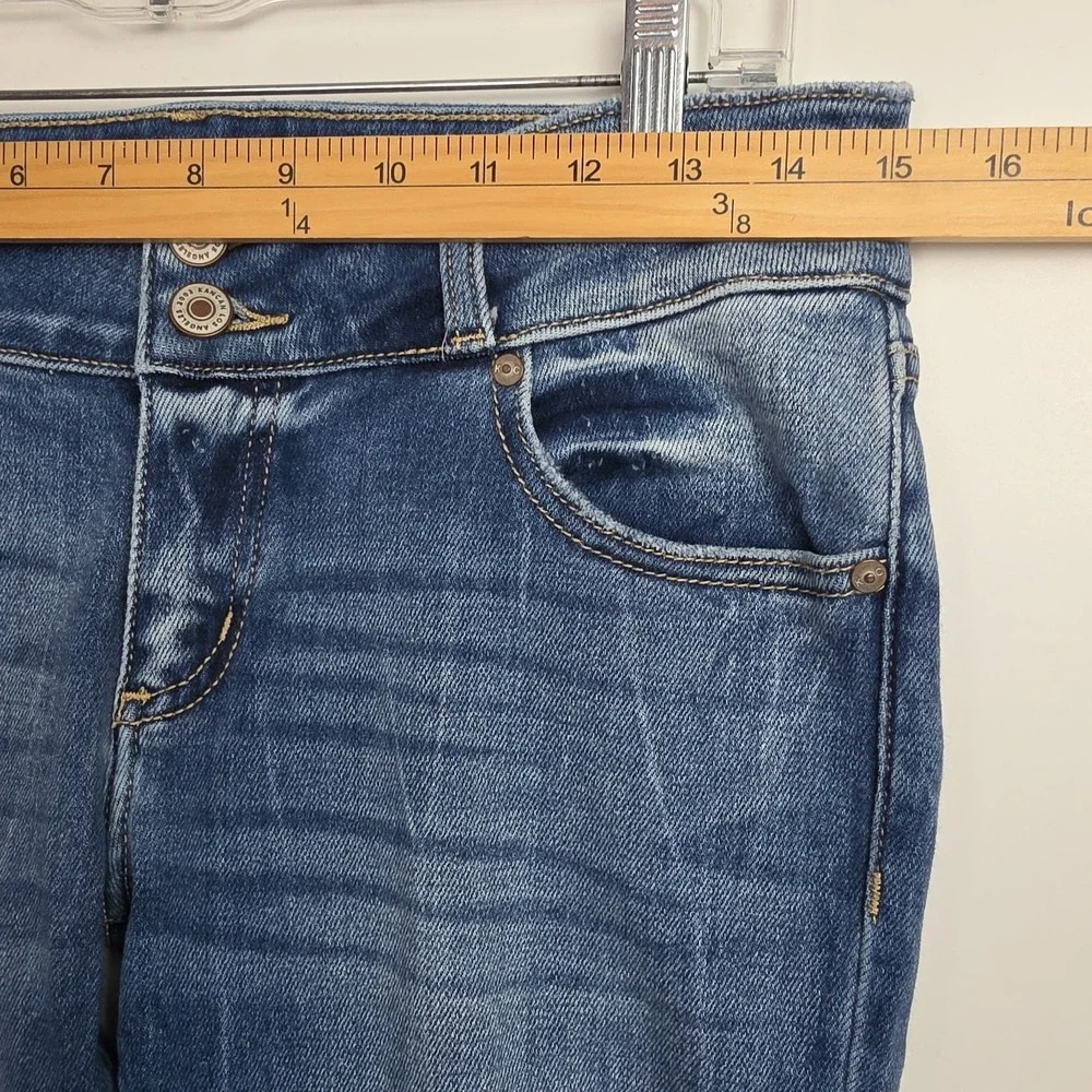 KanCan Flare Leg Jeans Women's 7/27 Blue‎ Distressed Cut #47067